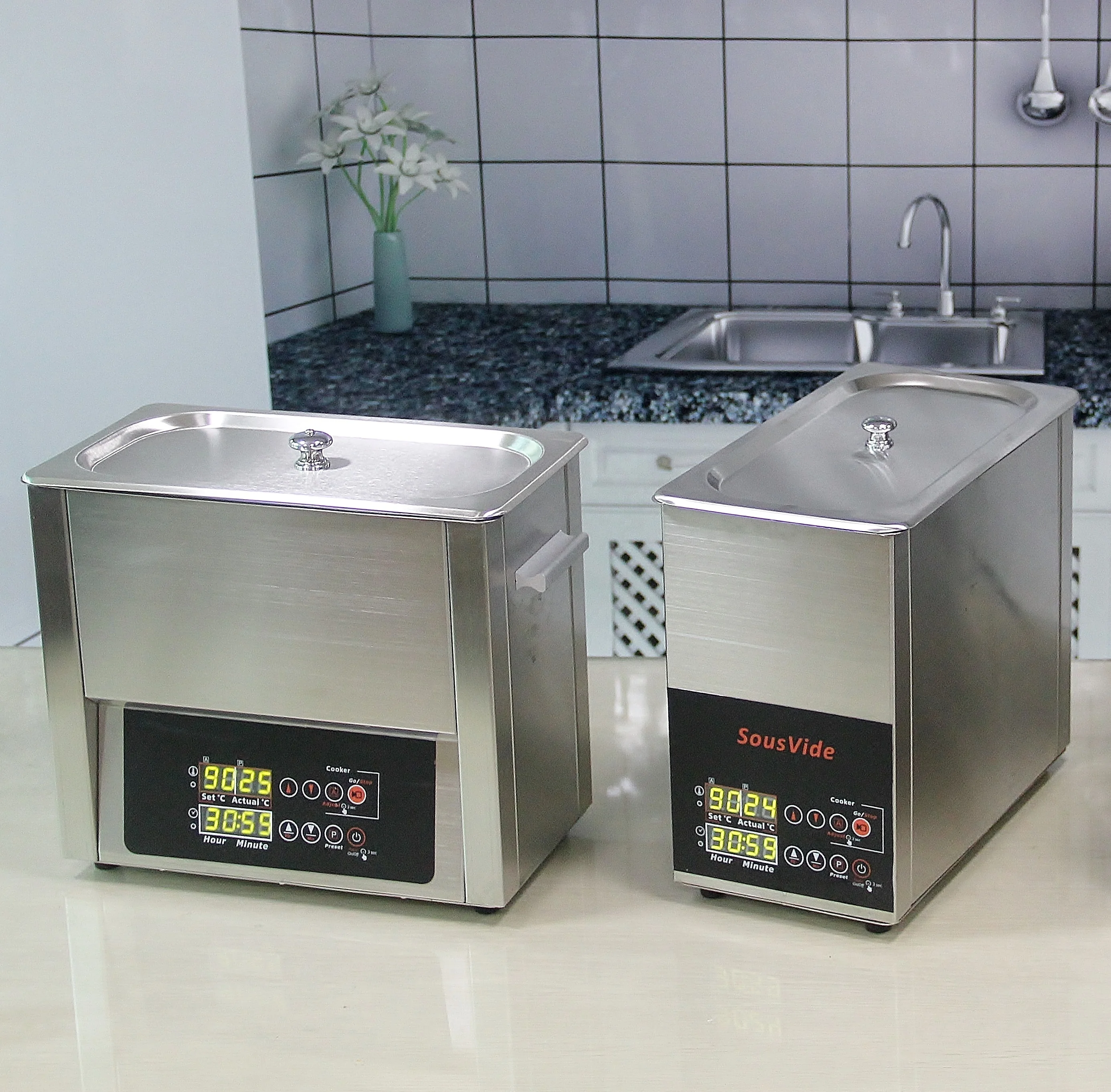 Stainless steel whole body 304 tank Calibration and Memory Preset functions precise temperature controlled 6L Sous Vide cooker