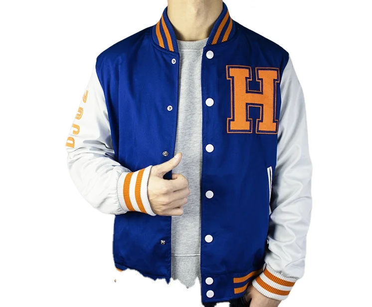 CVC Twill Baseball Jacket Baseball Letterman  Bomber Jacket Nylon Button Down Baseball Jacket