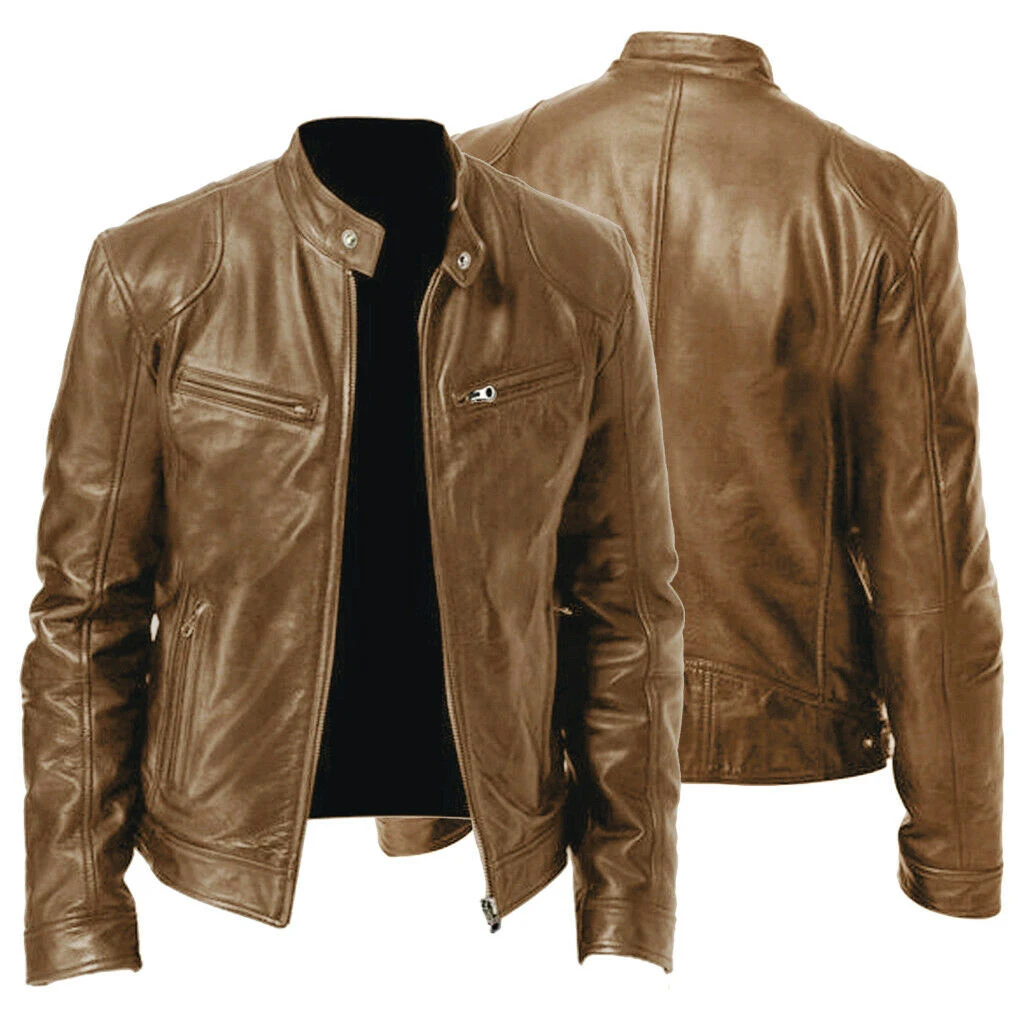 Men Motorcycle Fashion Leather Jacket  Casual Genuine Leather Racing Stylish Bikers Jacket Wholesale OEM