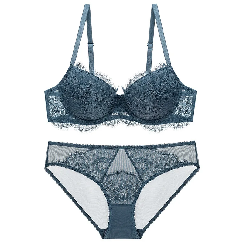 New Design thin cotton cup Sexy Lingerie Set Adult Lace Blossom Push Up Bra Womens Lingerie Bra And Panty Sets