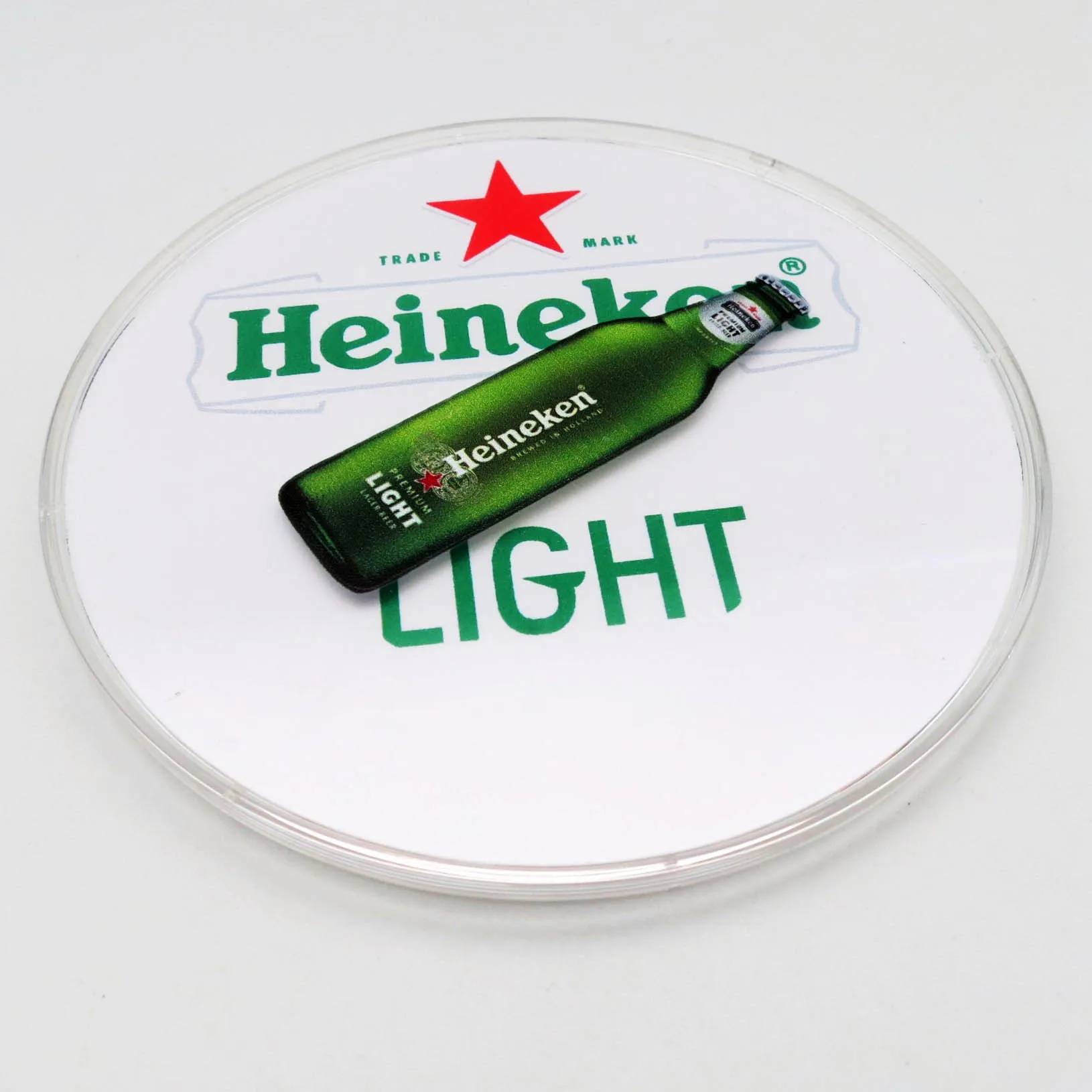 New arrival beer bottle funny game design on round spinning plastic coaster