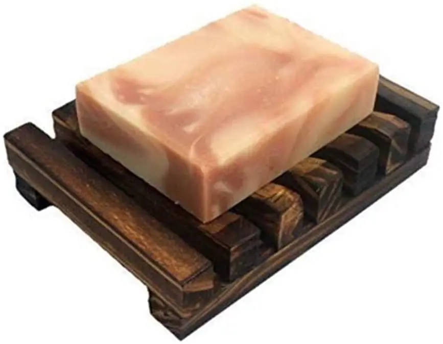Handmade Wood Soap Dish Natural Wooden Soap Holder Box for Sponges Scrubber Bathroom Accessories