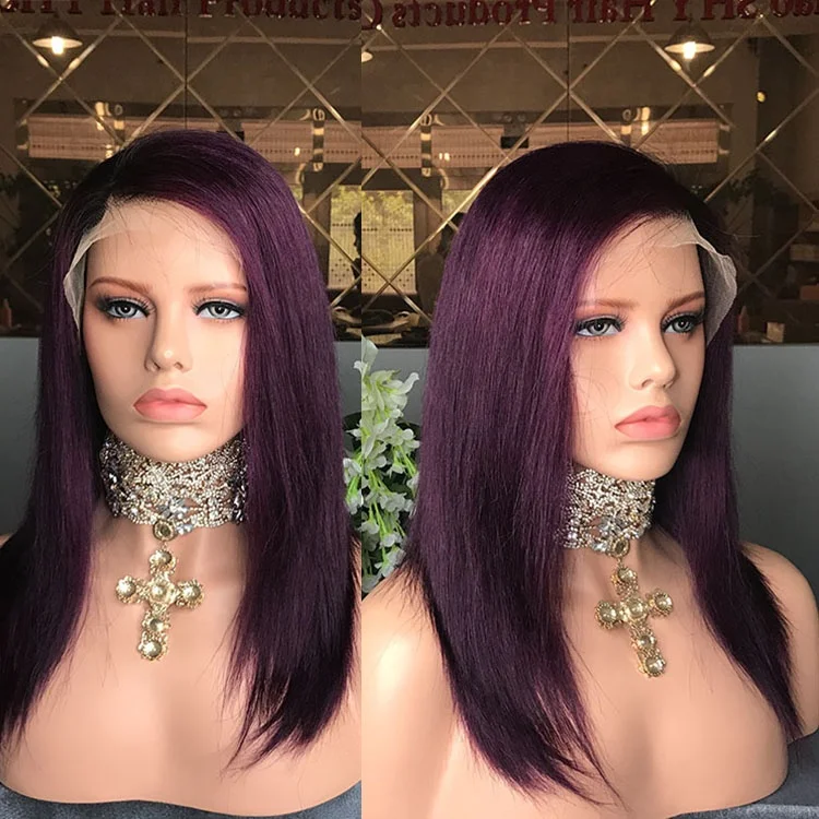 Парики на сетке спереди Shy design парики hd бразильские натуральные волосы фиолетовые без клея прямые человеческие с детскими волосами