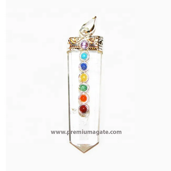 
Кристальные кварцевые Подвески с плоским стержнем, семь чакр, оптовая продажа, оздоровительные подвески с драгоценными камнями 