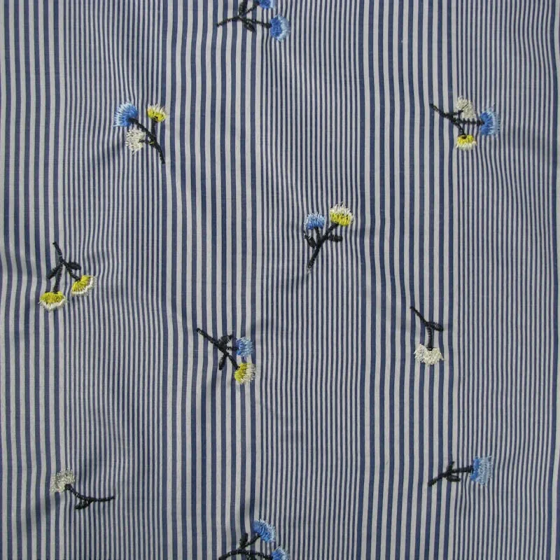 
Black Apricot Flowers Embroidery Drawstring Design on Stripes Cotton Voil Fabric Best Quality Fabric Stylish Fabric Style EB-422 