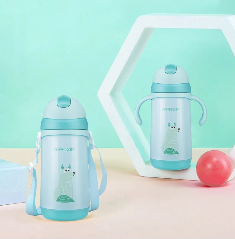 
300ml Factory selling 304 stainless steel vacuum insulated outdoor portable baby straw cup 