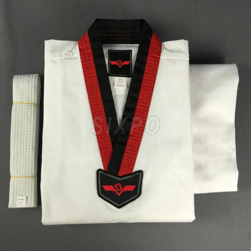 High Quality Taekwondo uniform children adult WTF tae kwon do dobok karate women men Good cotton TKD suit black V-neck