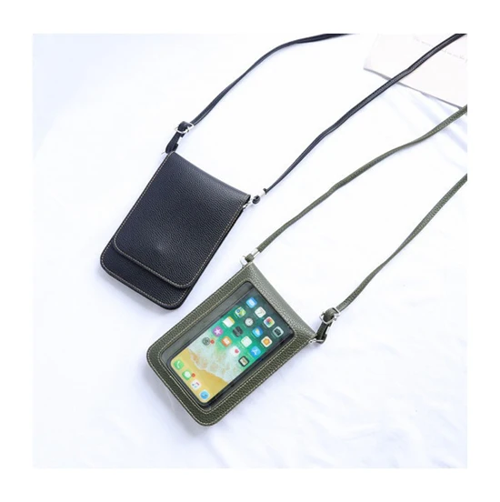 Best seller new design touch screen phone wallet leather flip cover shoulder phone crossbody bag girl touchscreen phone bags