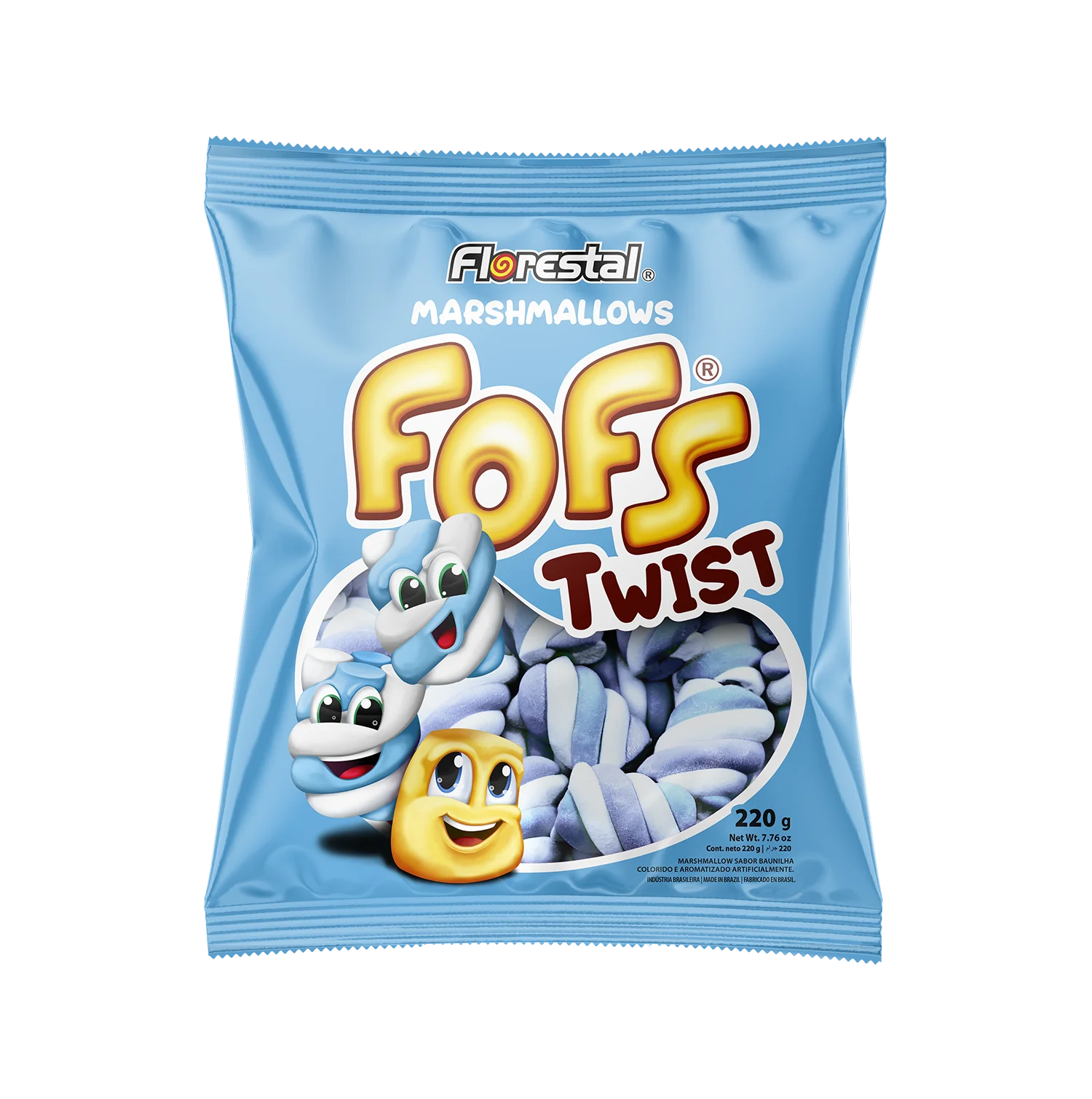 
82620 - Marshmallow Fofs Twist Blue and White Vanilla 5g x 44un x 12 bag 