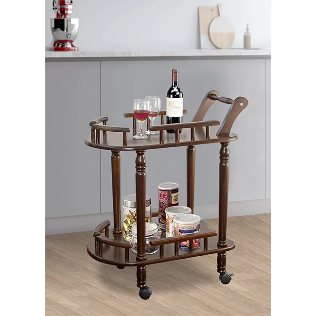 Elegant Design Wooden Trolley Food Cart 3 Serving Trays Rolling Cart In Competitive Price Kitchen Hotel Trolley For Sale