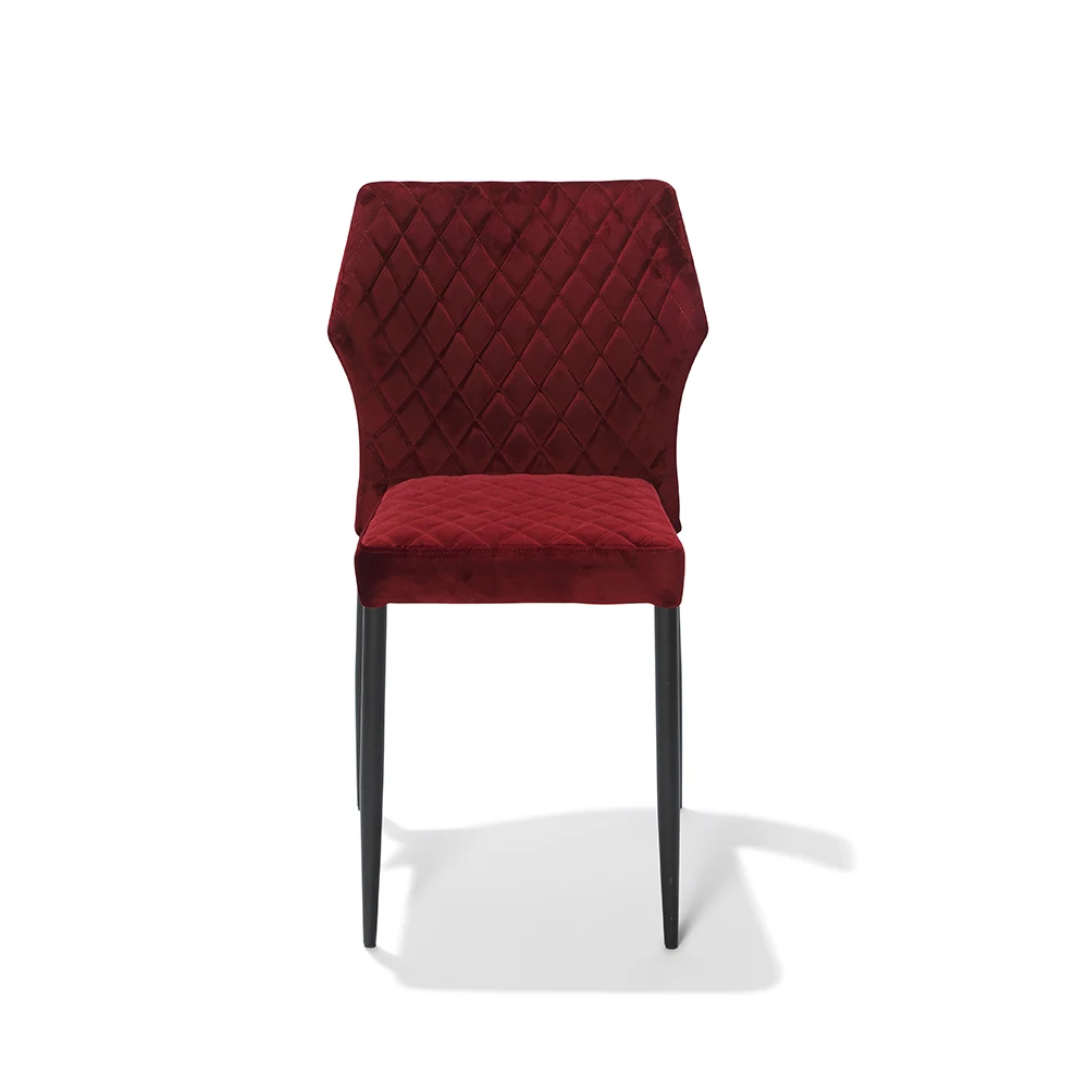 Factory Wholesale Luxury Design Fabric Modern Bordeaux Velvet Accent Dining Chairs Steel Frame Dining Chair
