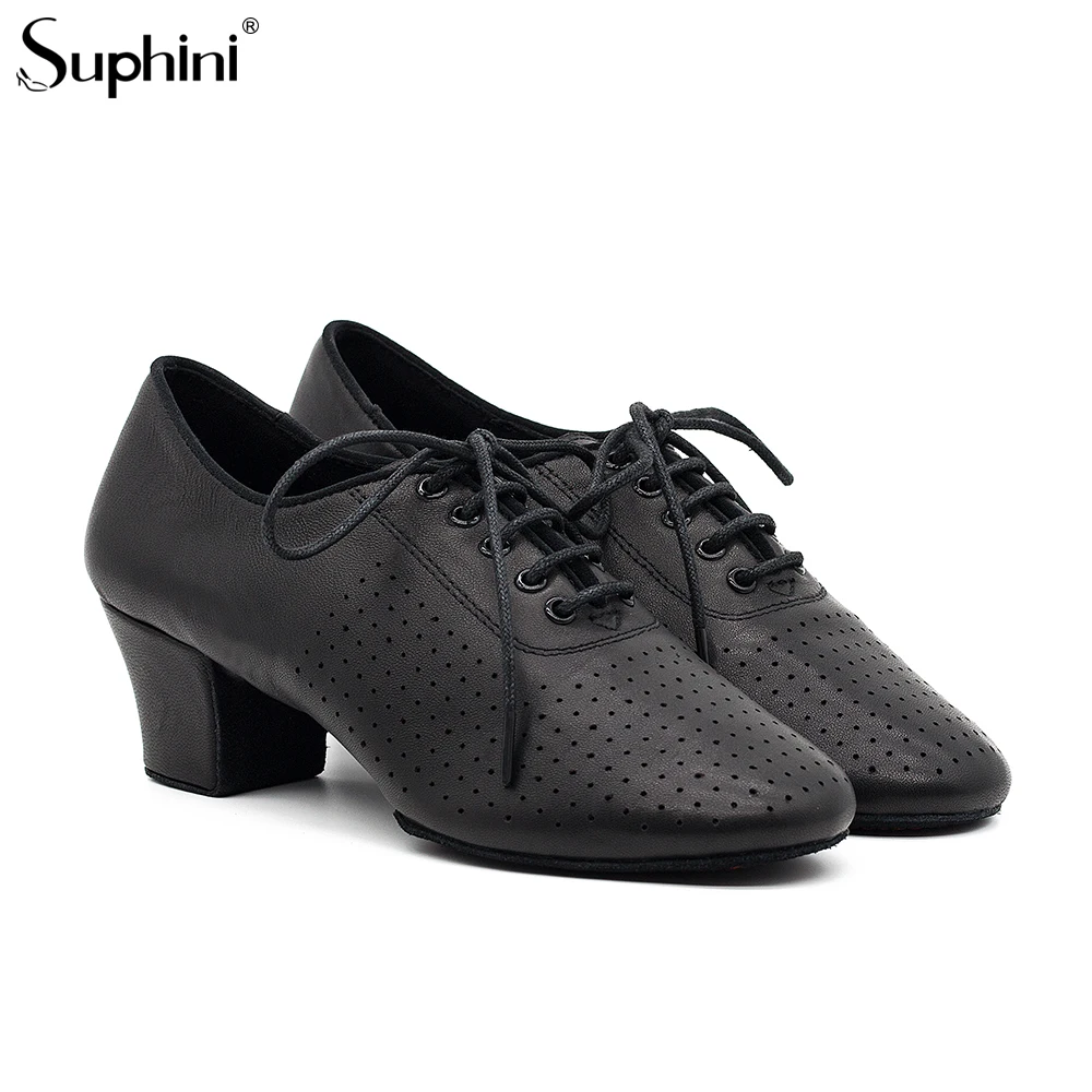 Suphini sheep leather split sole 5cm cuban heel lace women practice Latin salsa dance shoes