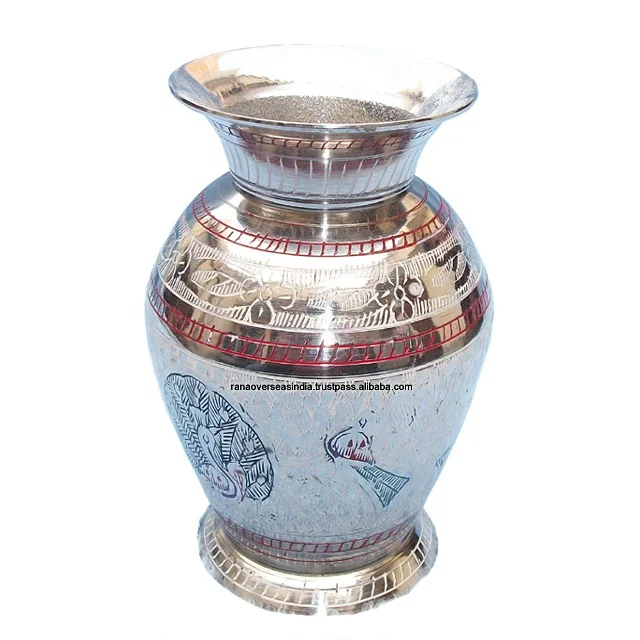 Латунная Цветочная ваза Bidri Nakkashi с никелированным покрытием для гостиной декор стола (50030827787)