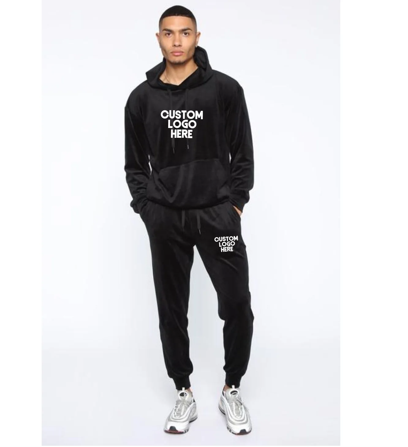 Велюровые спортивные костюмы в комплекте 2 вещи костюм бархатные для мужчин комплект повседневной одежды из предметов с длинным рукавом пользовательские велюровые