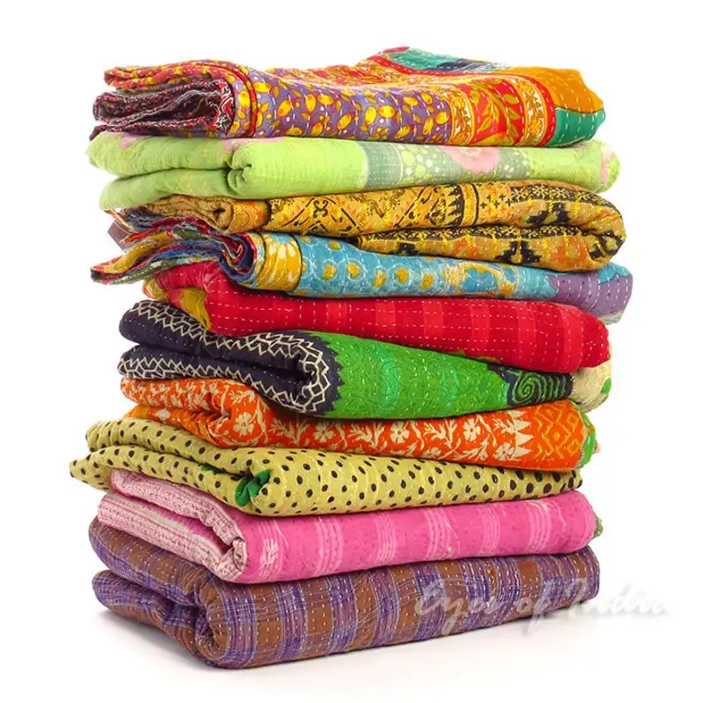 Wholesale Lot Of Indian Vintage Kantha Quilt Handmade Throw Reversible Blanket Bedspread Cotton Fabric BOHEMIAN quilt