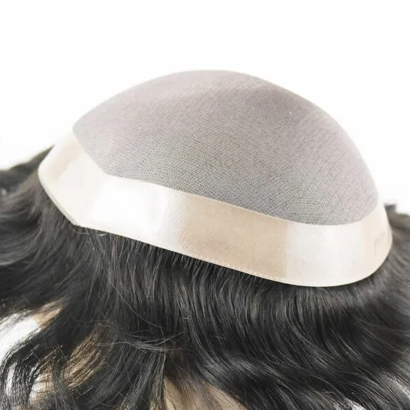 FYX men hair pieces Indian remy human hair fine mono lace toupee for men cheap price men wig pu thin skin OCT full Swiss lace