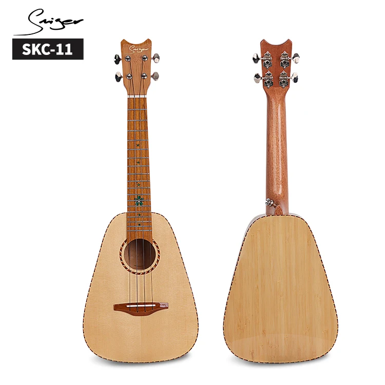 New shape solid spruce ukulele concert 24inch concert ukulele bamboo back and sides china ukulele carbonizing maple fingerboard
