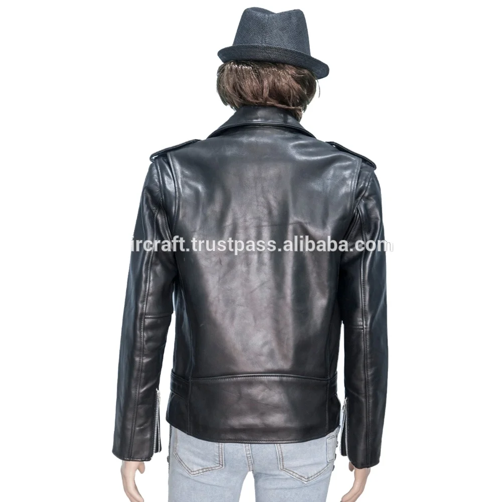 2022 New Design Motorcycle Brando Leather Jacket Slim Fit Genuine Cow Hide