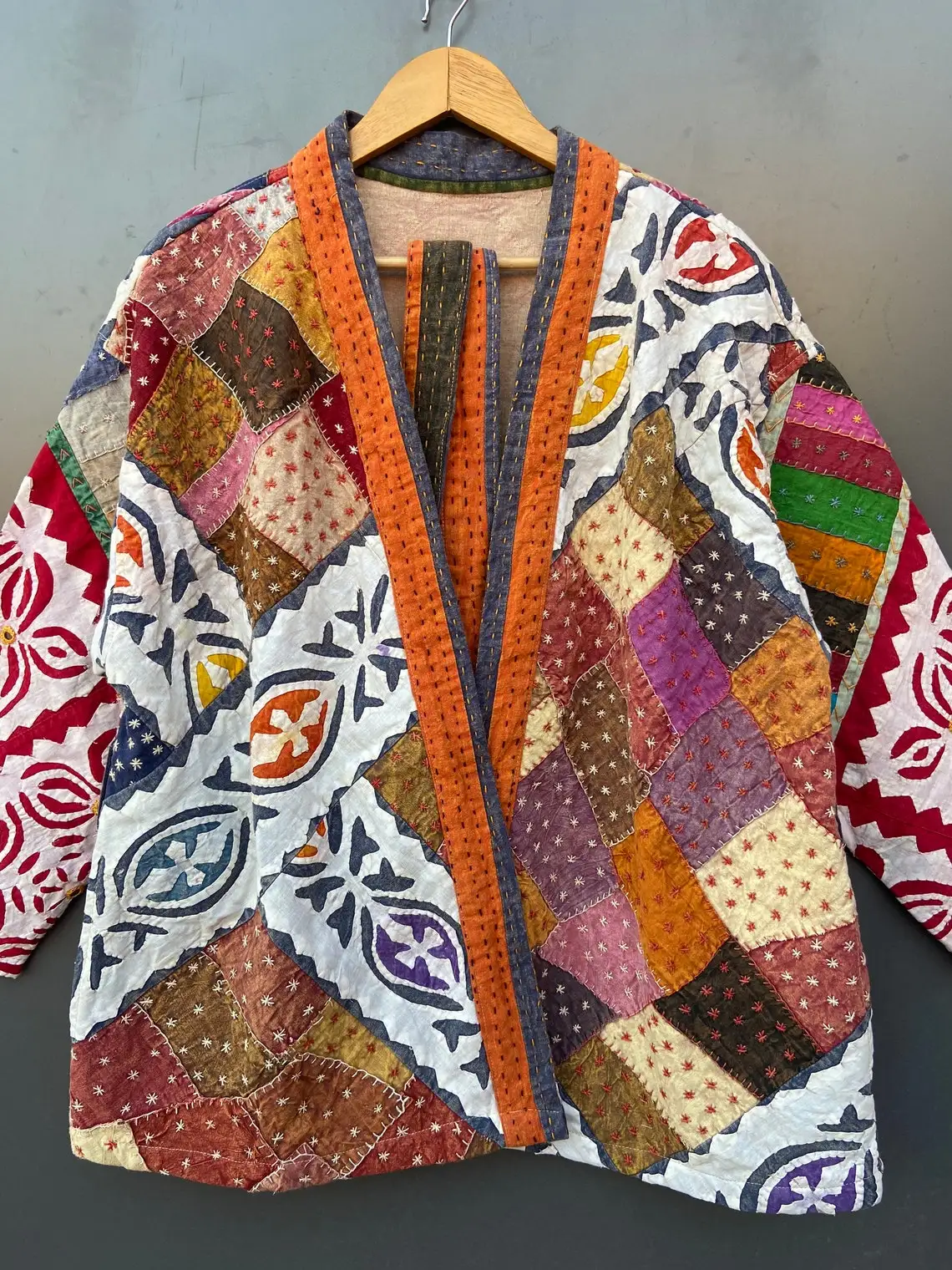 Manufacturer And Wholesaler Indian Handmade Womans Jacket Cut work kantha quilted jacket Kimono Cardigan Handmade Bathrobe