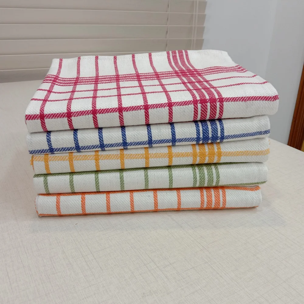 Wholesale 100% Cotton Yarn Dyed Check Design Kitchen Towel Tea Towel Dishcloth Cleaning Towels