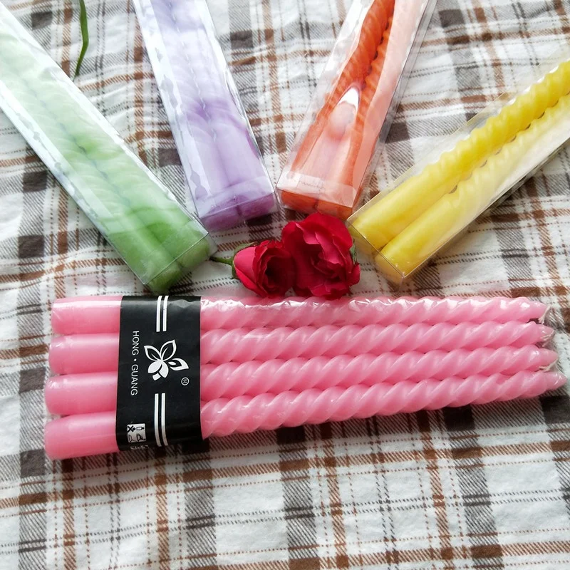
2020 New Spiral Twist Taper Candle In Bulk Table Wedding Spiral Long Candles Wax Set Of 4 