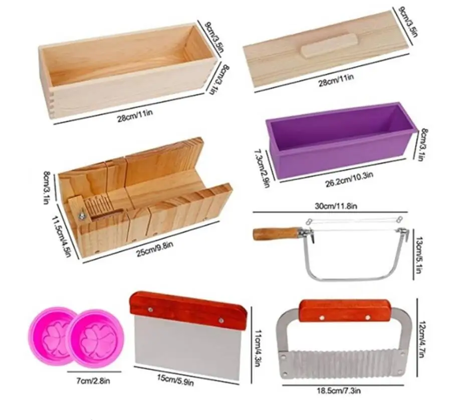 
Chuhan Full set of molds for 1200ML Silicone Soap Mold Large Rectangle Firm Silicone Making Toast Mould with wooden box 