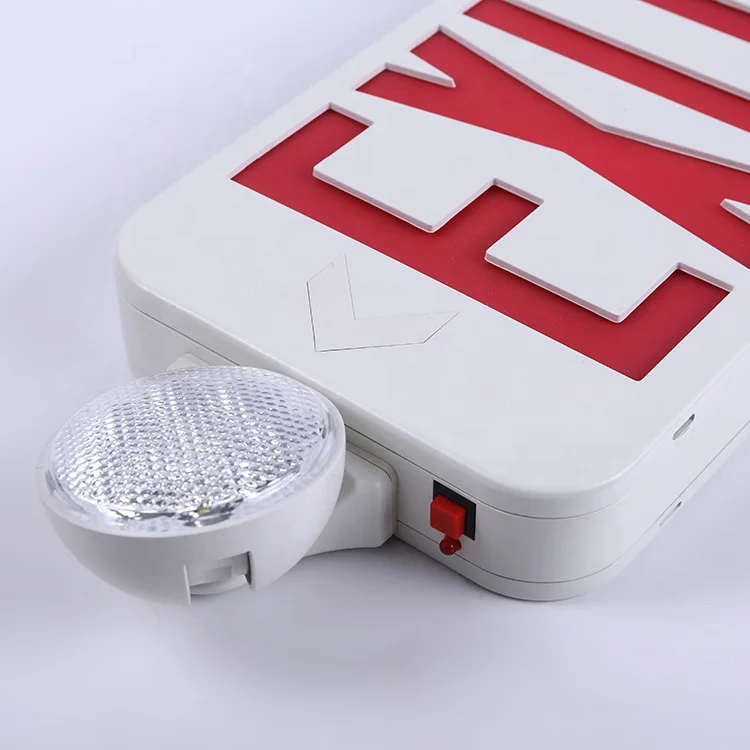 BEST sell model Eco LED Combo Emergency EXIT light with 2 Adjustable Head Lights 3.6V Backup battery
