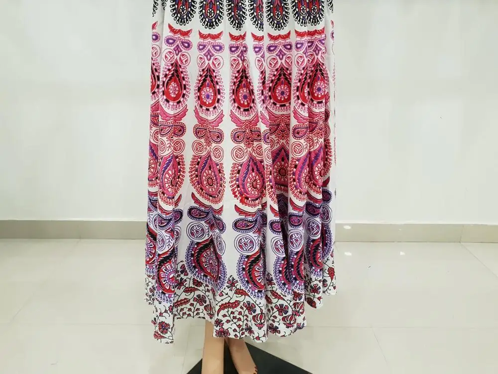 Cotton Mandala Long Gypsy Skirts Indian Women Natural Adults Multi Printed 100% Cotton 500 Pcs Maxi Standard In-stock Items SK02