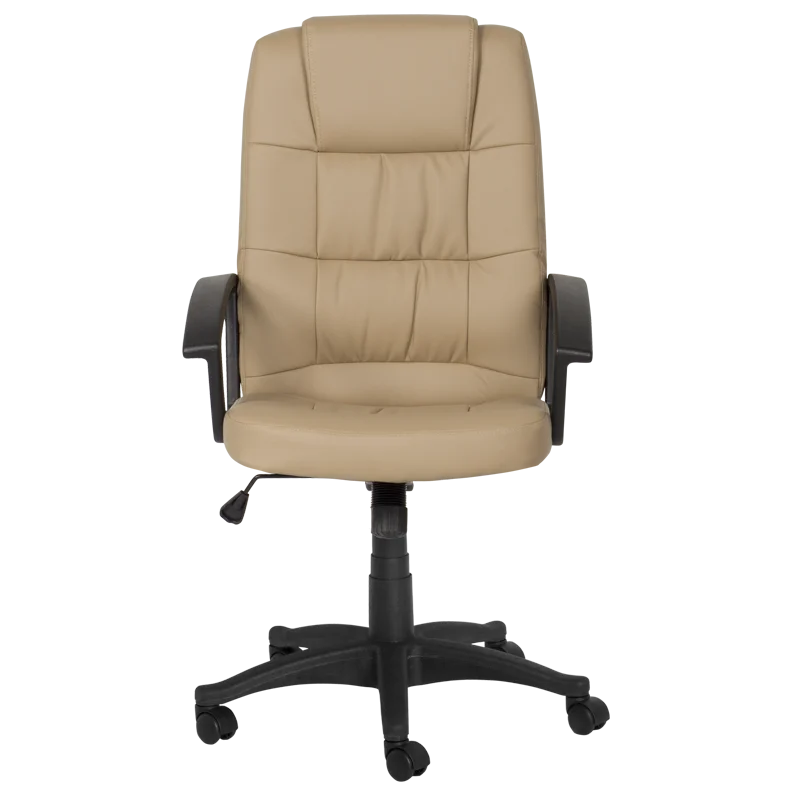 High back quality manager ergonomic computer PU swivel desk office chair with PP base Carmen 6078 Black Beige colors