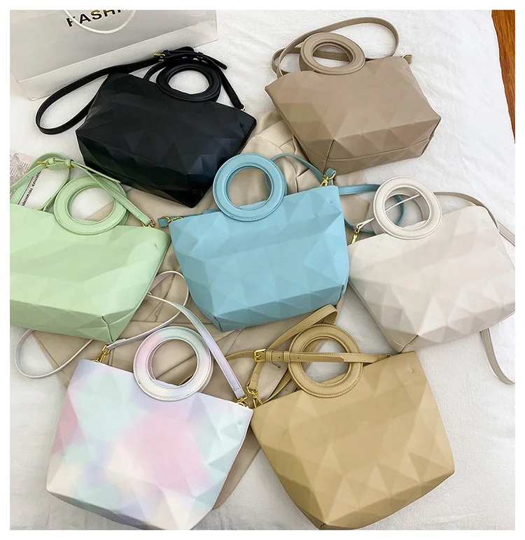 S1146# fashion geometric argyle pattern crossbody bags with acrylic chain ladies round handle handbags for women sling bags
