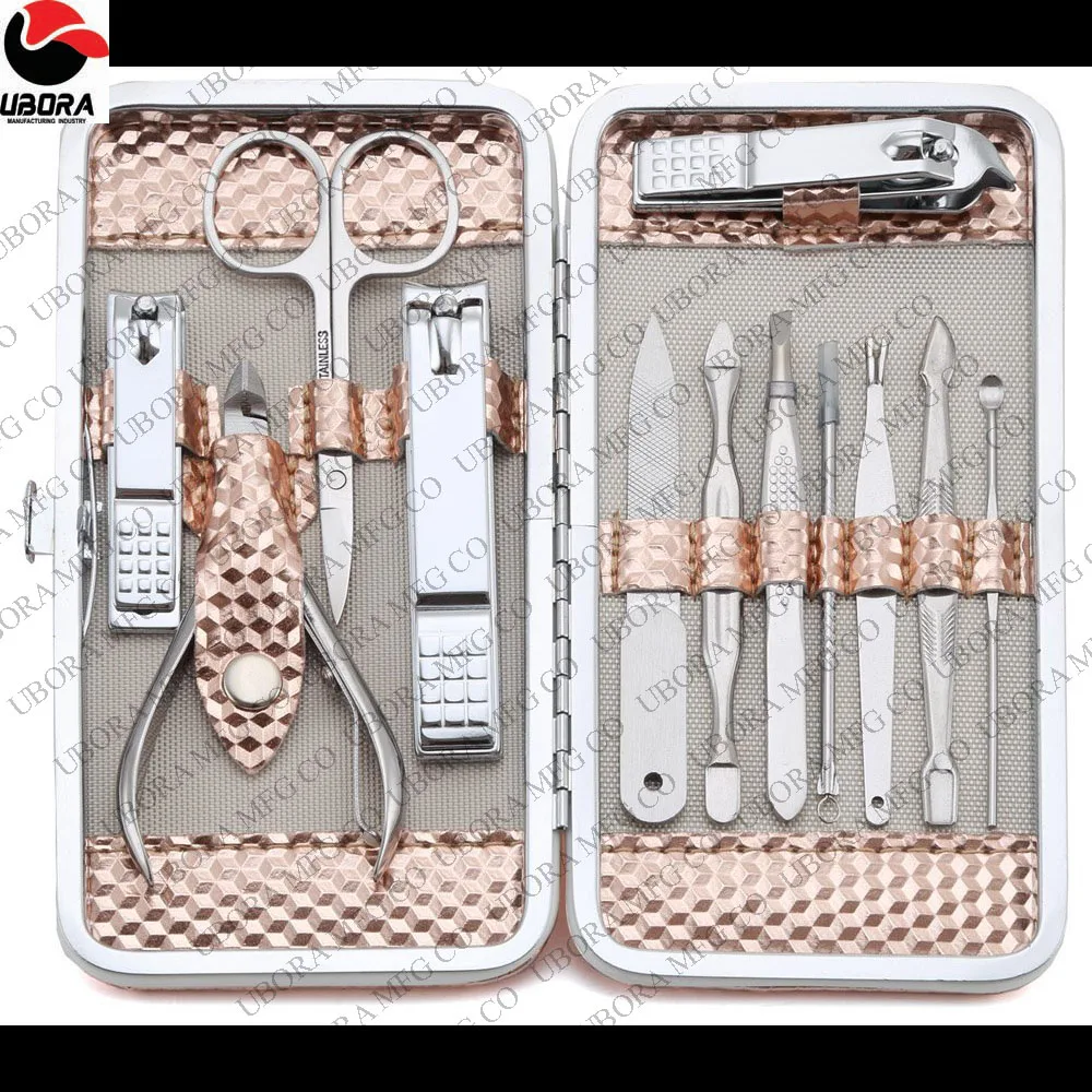 PROFESSIONAL 8 PIECES GOLD PLATED TOOLS MANICURE & PEDICURE SET