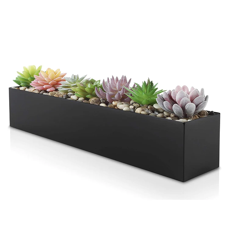Modern Black Trough Rectangular Stainless steel Planter  Succulent Window Planter Box
