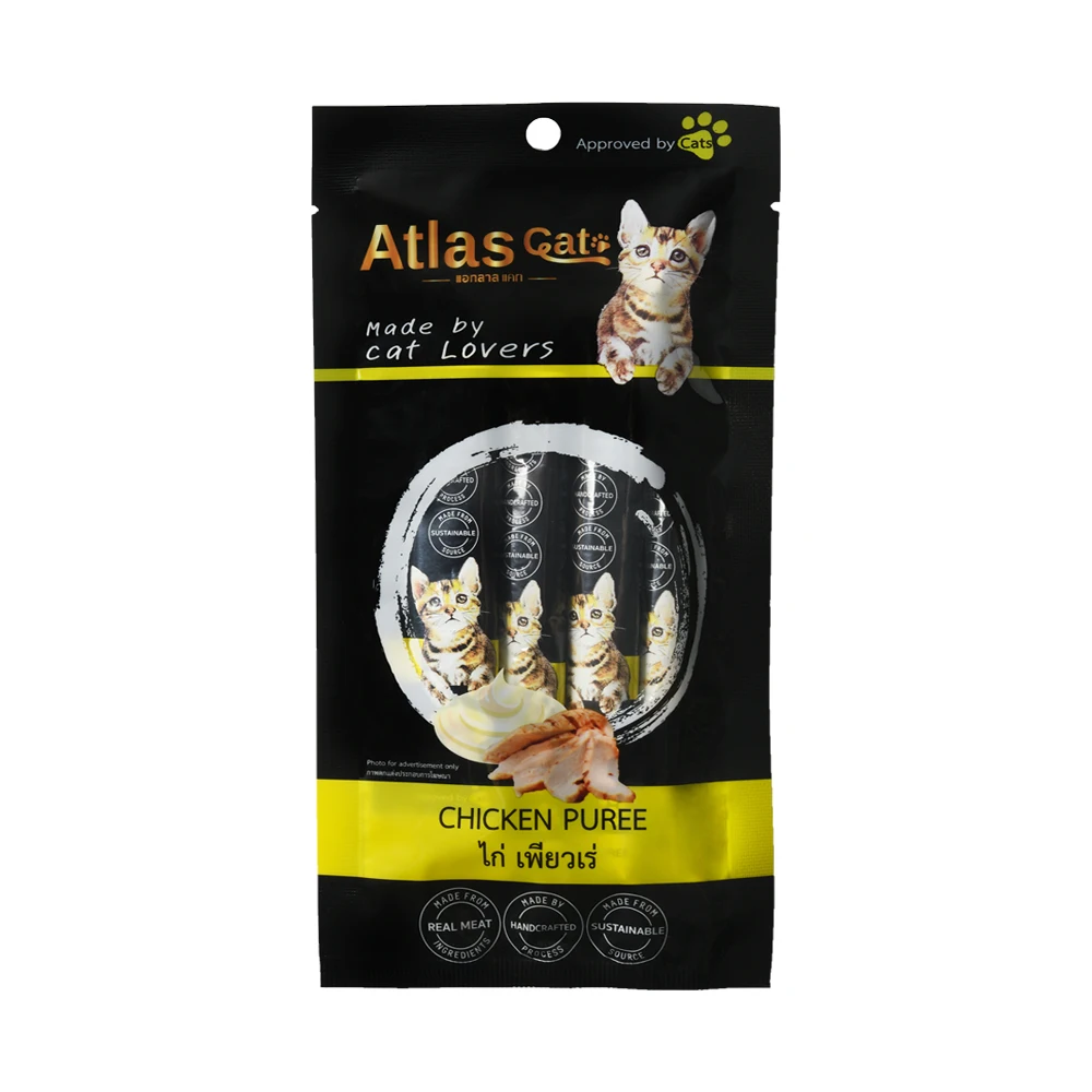Атласная курица из кошачьей пюре, изготовленная из настоящих ингредиентов для мяса, корм для котят, товары для домашних животных, производитель из Таиланда