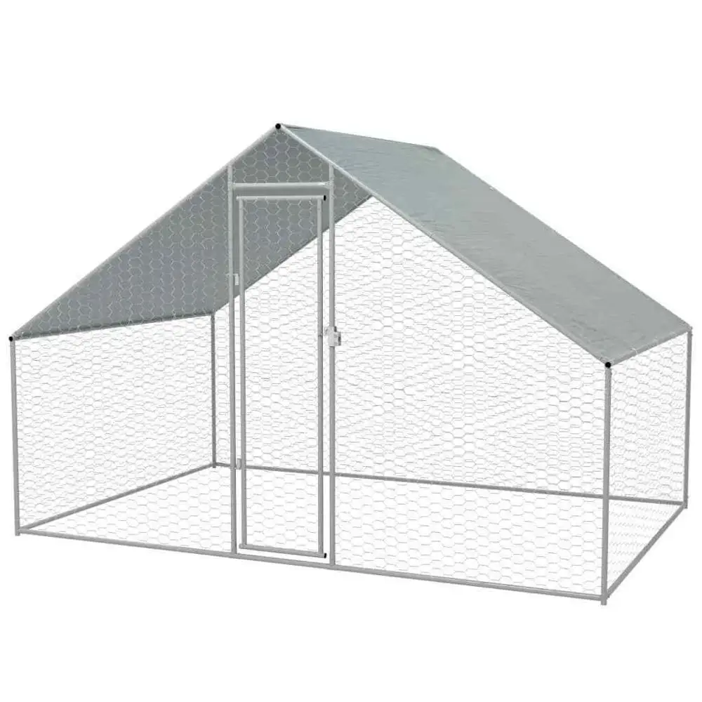 3M x 2M Walk in Run Cage Coop for Poultry Cat Rabbit with no Gap Metal Door Free Rabbit Roof Cover