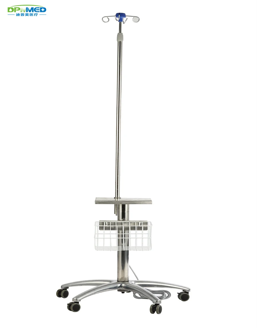 
Superior quality mobile stainless steel syringe infusion pump stand with hooks 