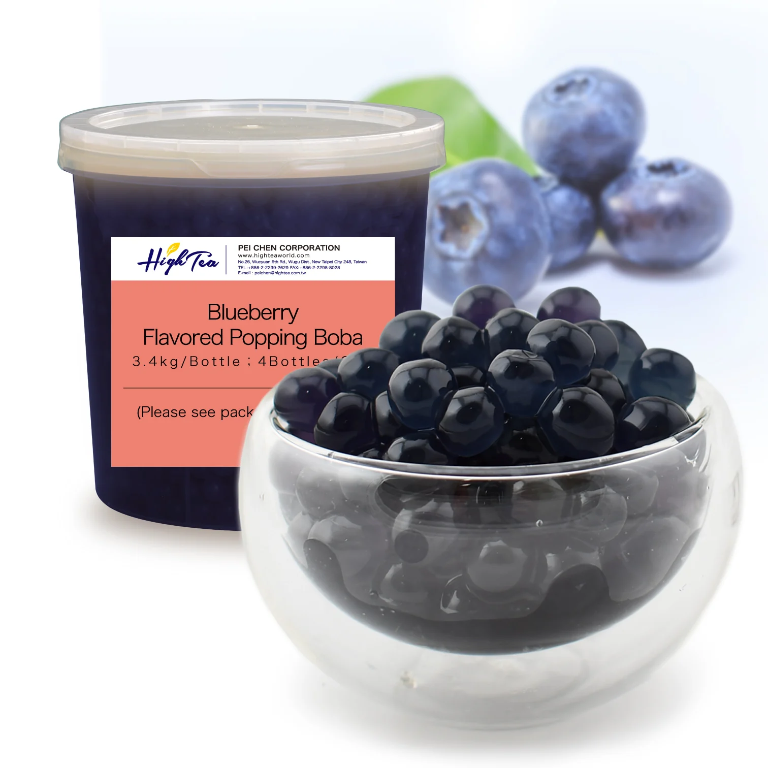 Best Taiwan Wholesale Milk Tea Ingredients Blueberry Flavored Popping Boba