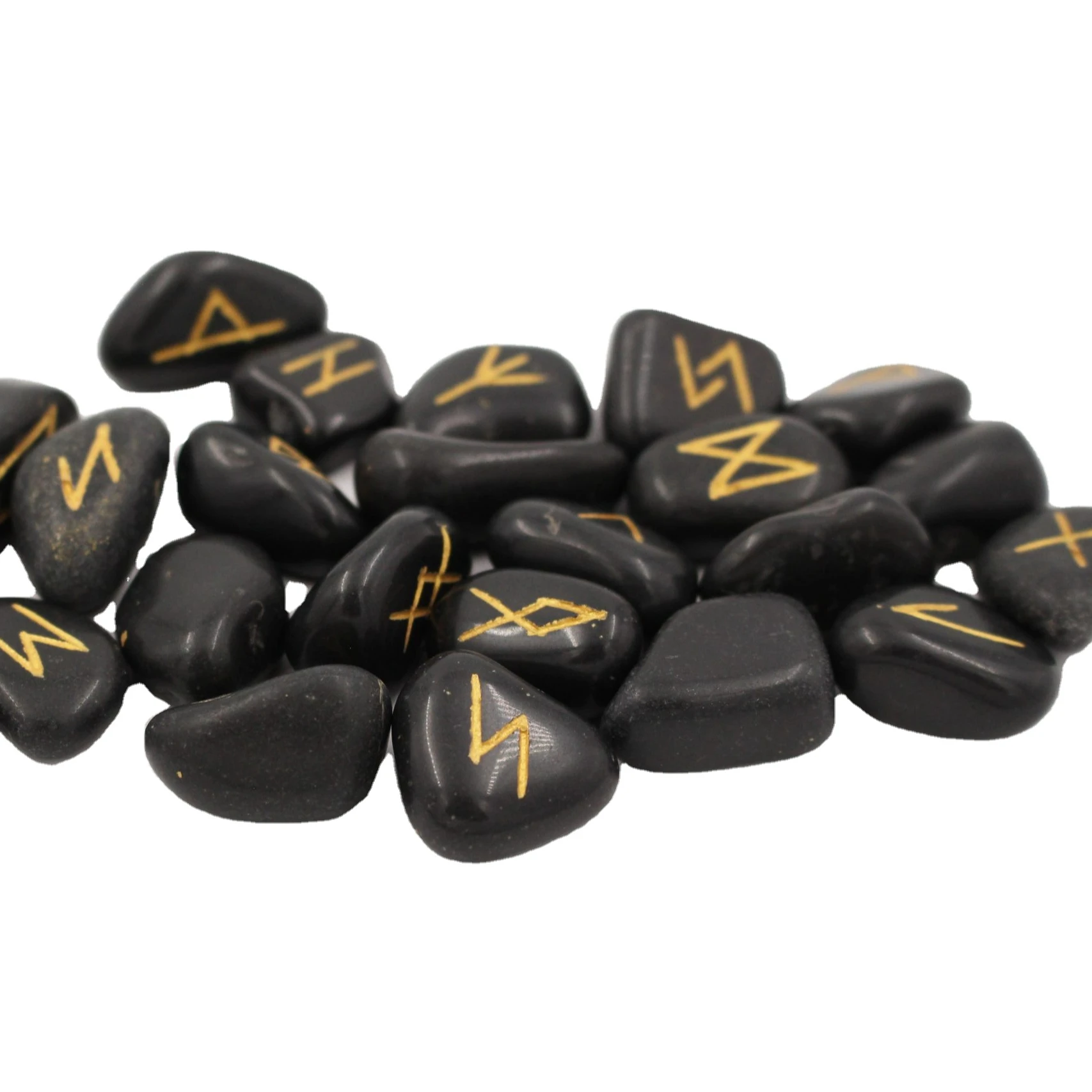 BEAUTIFUL BLACK OBSIDIAN RUNE SET / NATURAL POLISHED BLACK OBSIDIAN RUNES STONE SET / BLACK AGATE RUNES SET