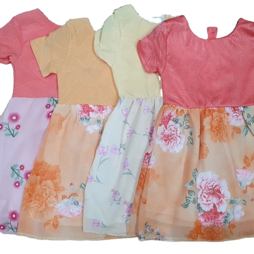 Girls branded frog Girls  denim & jorjet FrockKids fancy frocks Baby girl party frock( Ready stock)