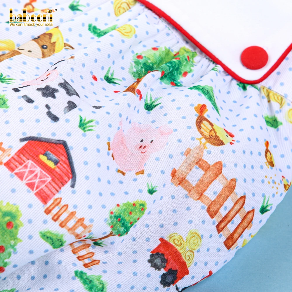 Cute farm animals printed bubble for little boys OEM ODM customized hand made embroidery wholesale manufacturer - BB2380