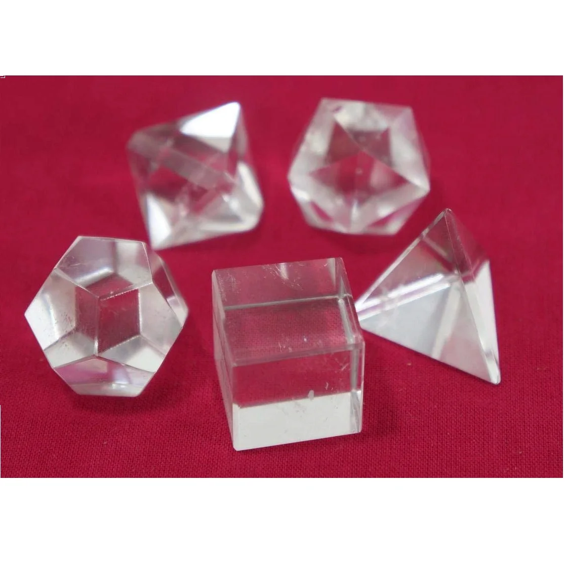 Clear quartz Crystal 7pcs sacred Geometry sets : wholesale Sacred Geometry set with wooden Box at Lowest price