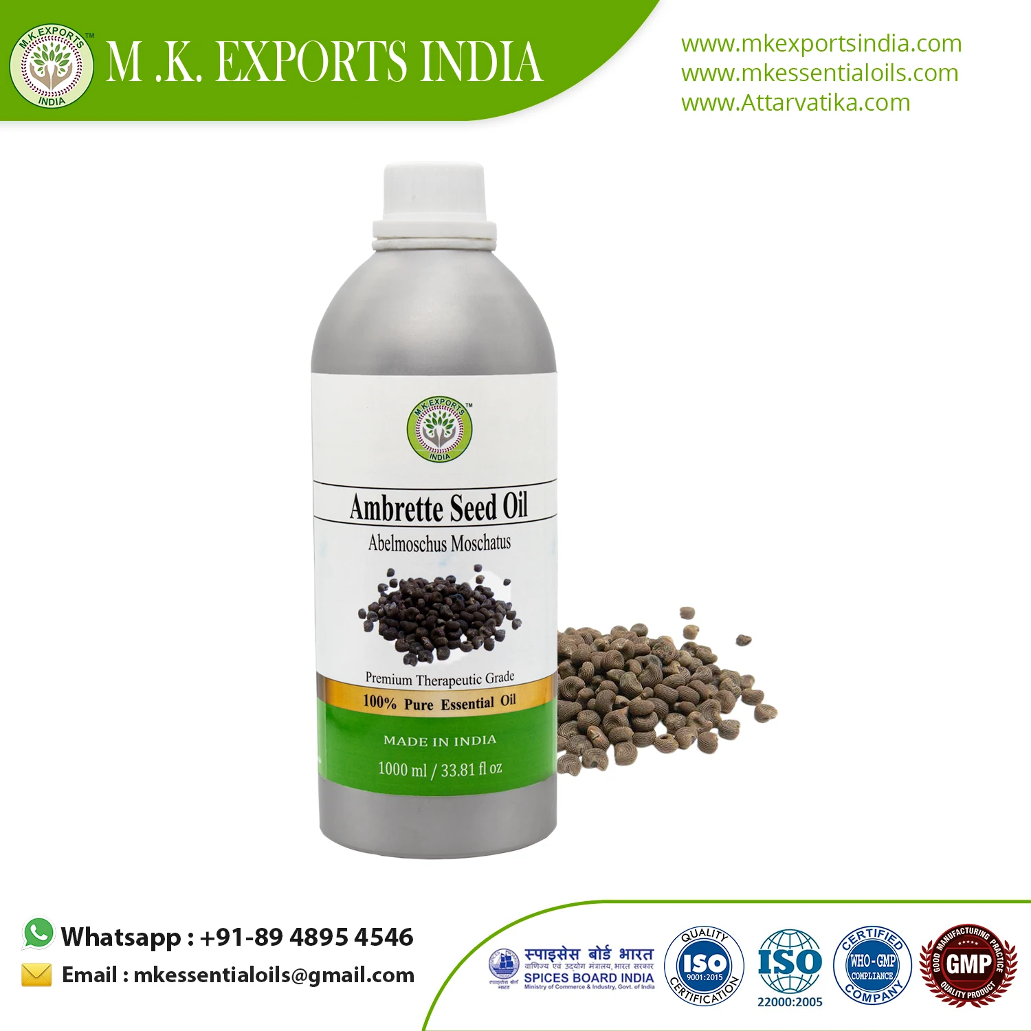 Widely Selling High Quality Ambrette Seed Essential Oil At Best Price From India