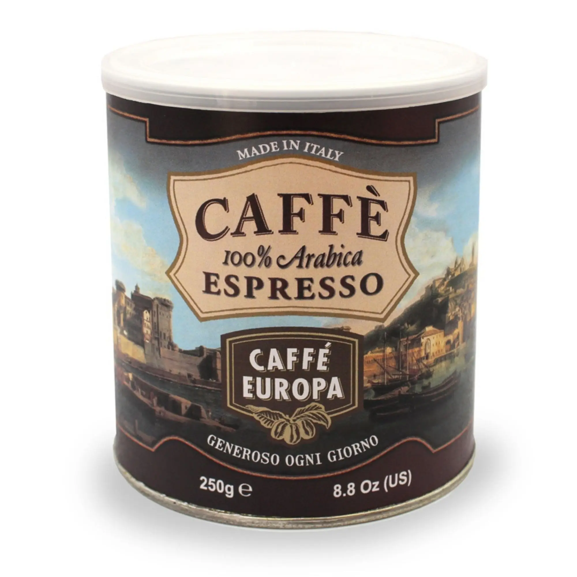 High Quality Ground Coffee Caffe Europa Venezia Napoli Ancona Collection 100% Arabica in Aroma Saving Tin Espresso Machine 250g