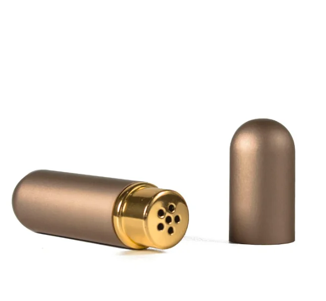 High Quality 5ml Aluminium  Essential Oil Perfume Reed Diffuser Bottle metal nasal inhaler aromatherapy bottle with cotton strip