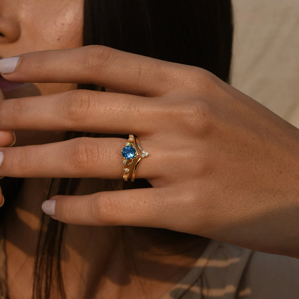 Jewelry Manufacturer London Blue Topaz Gemstone Ring 14k Solid Gold Ring Vintage Topaz Ring For Women