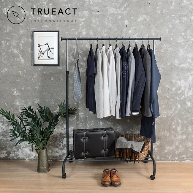 Ready to Ship Adjustable garment stand clothes display rolling indoor stand hangers and racks Single Garment Rack stand