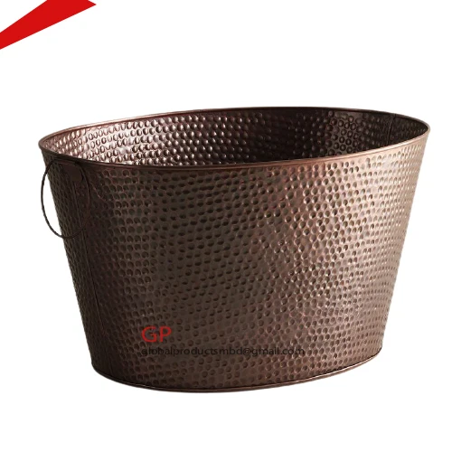 top quality pure copper oval shape ice bucket beverage tub for bar weddings hotels