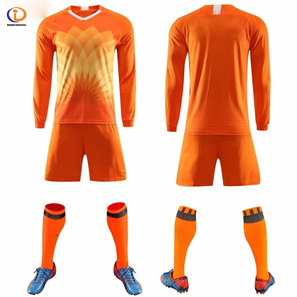2022 Long sleeve Children Sets football uniforms boys and girls sports kids youth training suits blank custom game soccer set