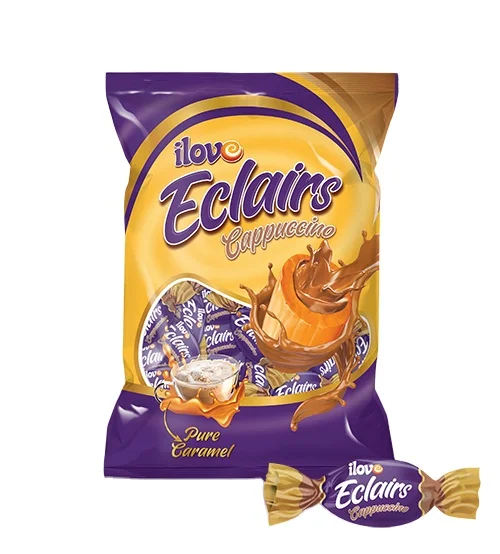 Eclairs Cappuccino Soft (Chewy) Candy Filled with Coffee from Turkey and halal sweet