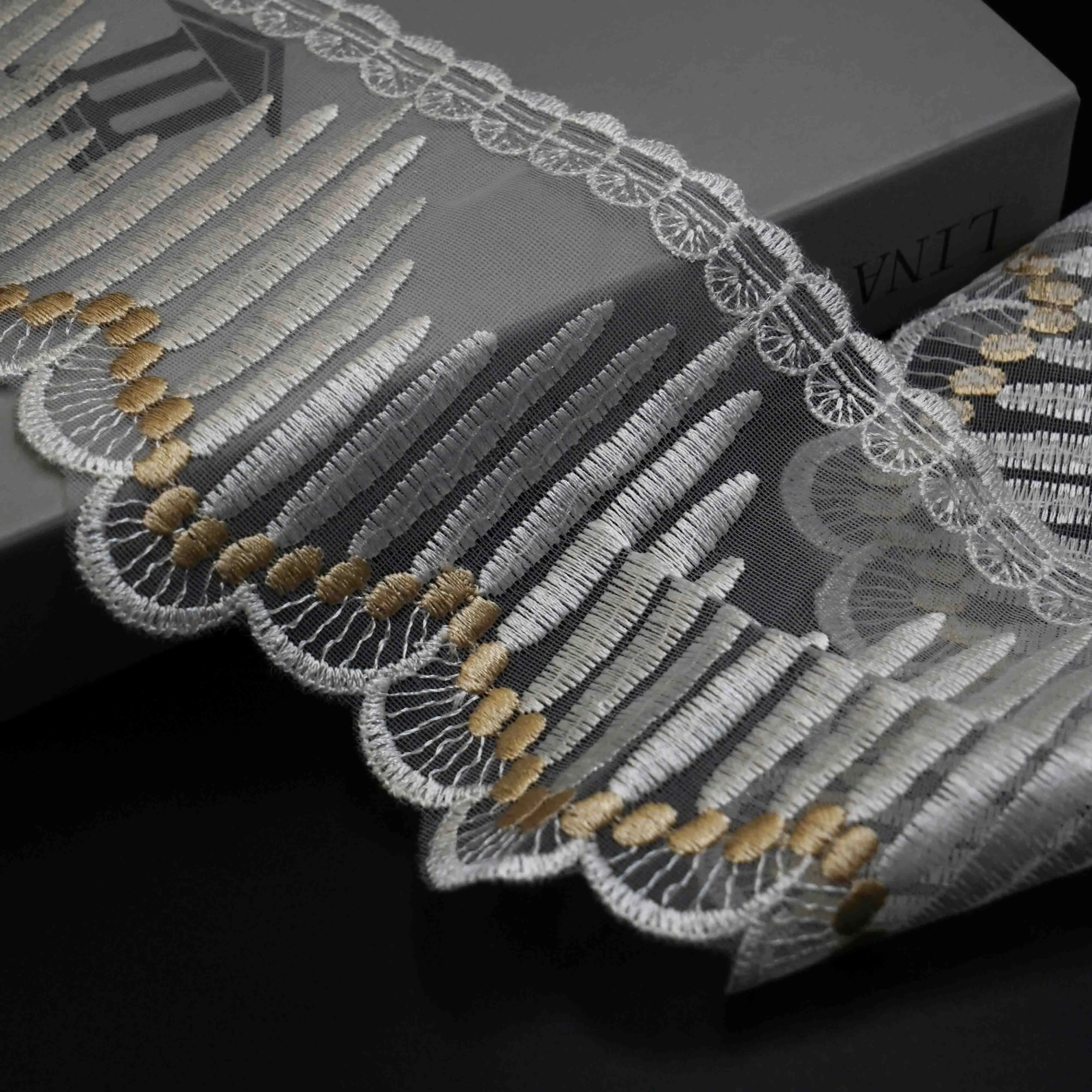 New Style Lace Trim Embroidery Border Lace Trimming Border Chemical Embroidery Lace Trimming for Dress