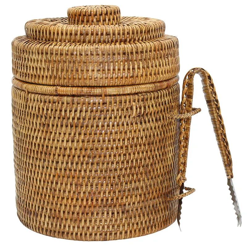 Лидер продаж ведро для льда из ротанга дополняет ваш бар ведра и щипцы нержавеющей стали с крышкой поставщик Vienam дешевая оптовая продажа